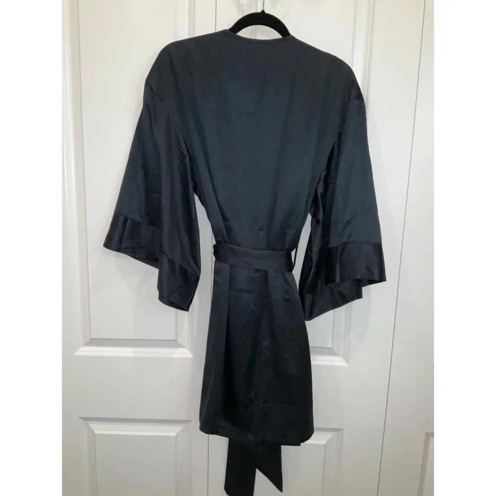ThirdLove short Black silky Kimono tie Robe One Size Third Love - Picture 5 of 5
